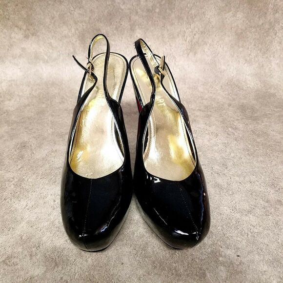 Colin Stuart Womens 714133 Size 8 Black Slip On Slingback 5" Heel Platform Pumps - Picture 2 of 10